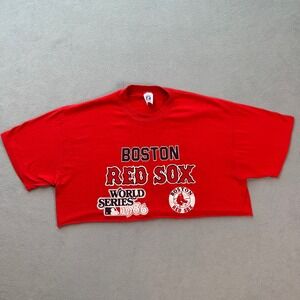 Vintage 1986 Boston Red Sox World Series Cropped T Shirt Made in USA Womens XL